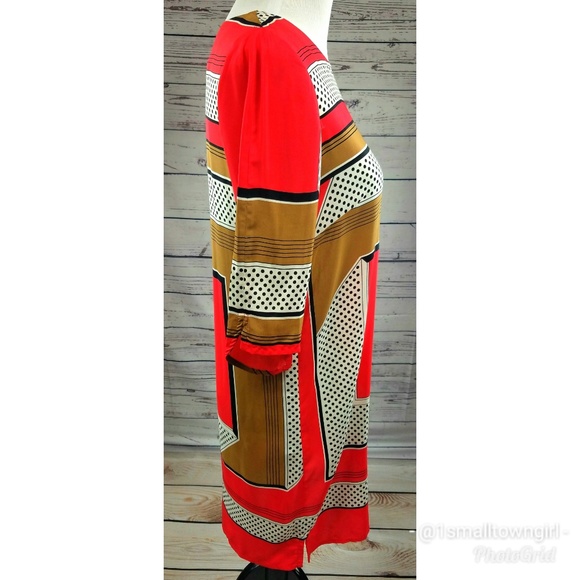 Mango geometric midi tunic dress orange/gold M - Picture 3 of 7